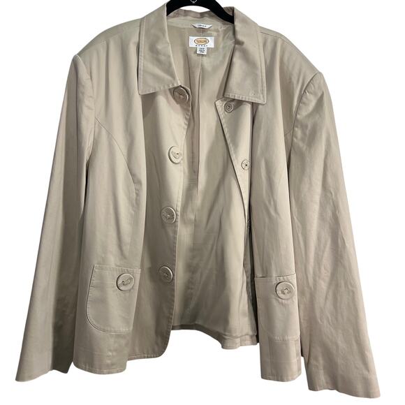 Talbots Woman’s Stretch Size 24W Button Detaik Snap Down Tan Jacket Lightweight - Picture 9 of 11